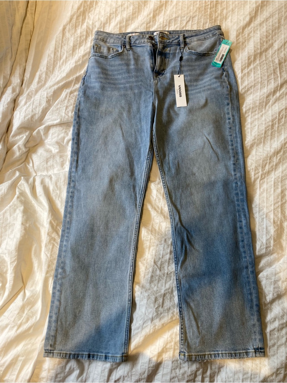 NWT VIGOSS Mom Straight Light Wash Jeans Size 32